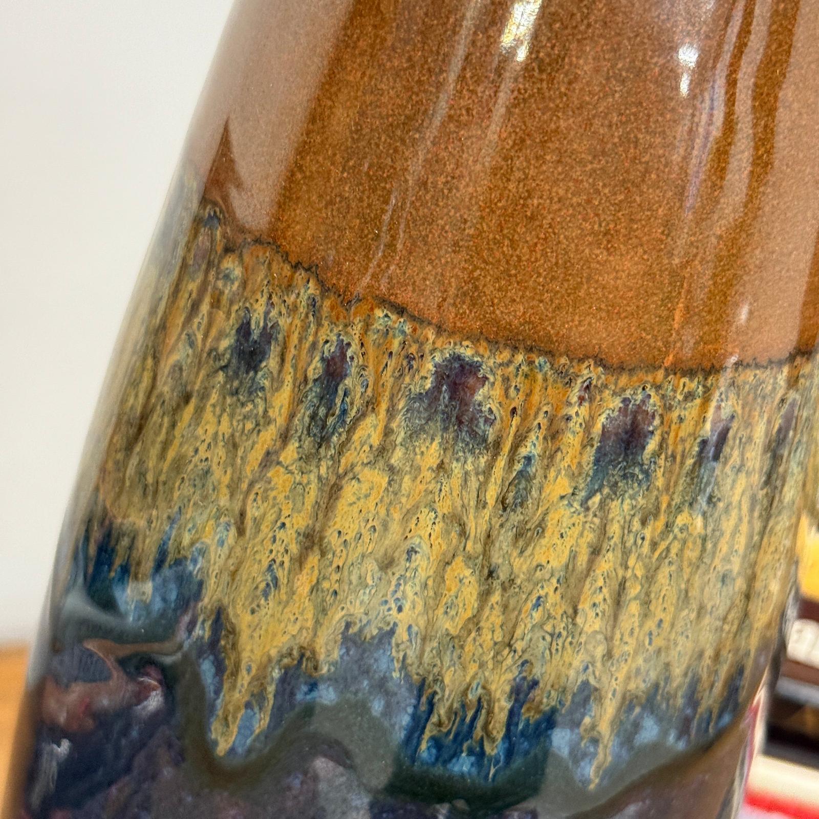 Skinny Brown and Blue Ceramic Vase with Narrow Neck, SKU , image 7