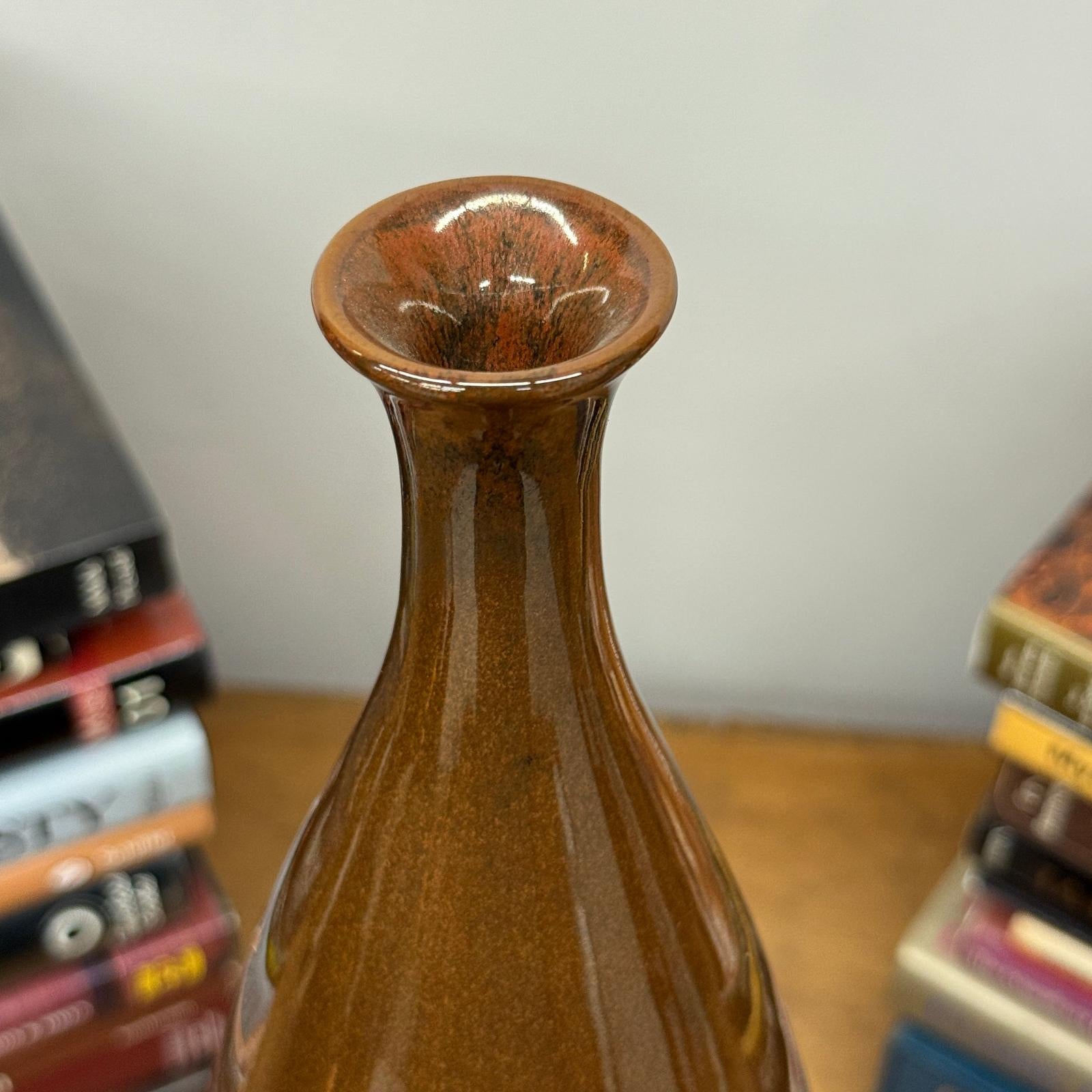 Skinny Brown and Blue Ceramic Vase with Narrow Neck, SKU , image 8