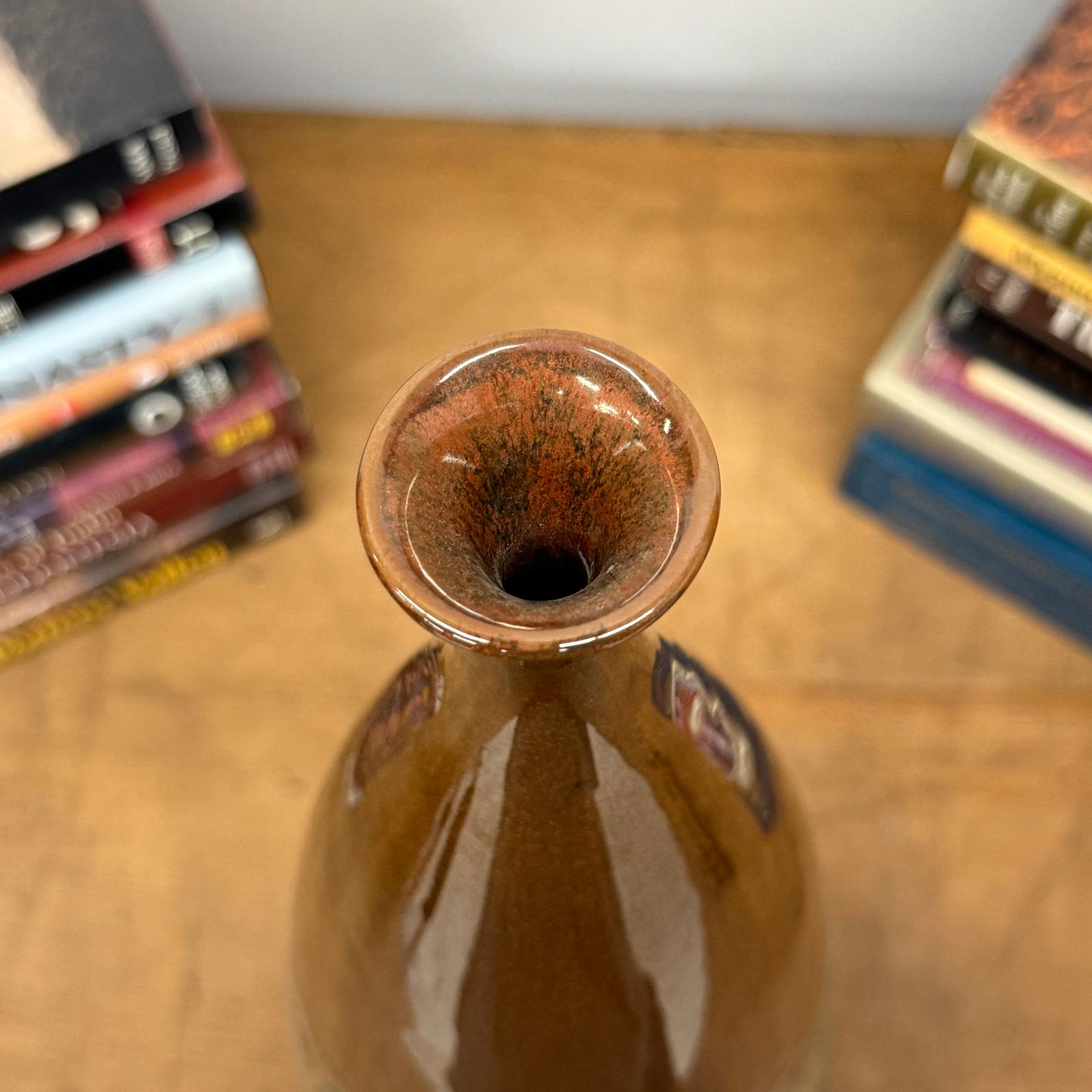 Skinny Brown and Blue Ceramic Vase with Narrow Neck, SKU , image 9