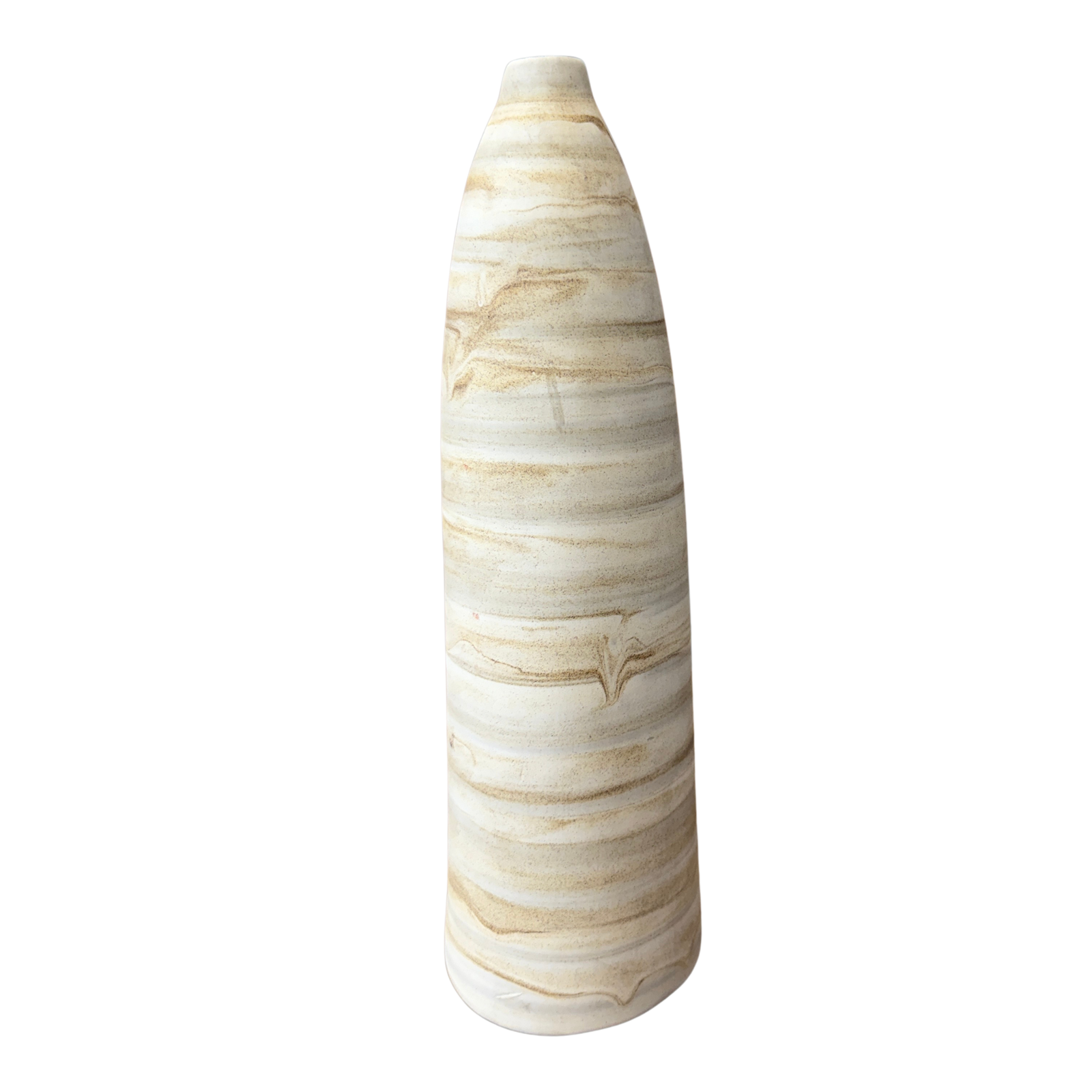 Skinny Ceramic Prem Vase with Beige &amp; Brown Swirl Design - FEA Home