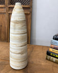 Skinny Ceramic Prem Vase with Beige & Brown Swirl Design - FEA Home