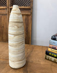Skinny Ceramic Prem Vase with Beige & Brown Swirl Design - FEA Home