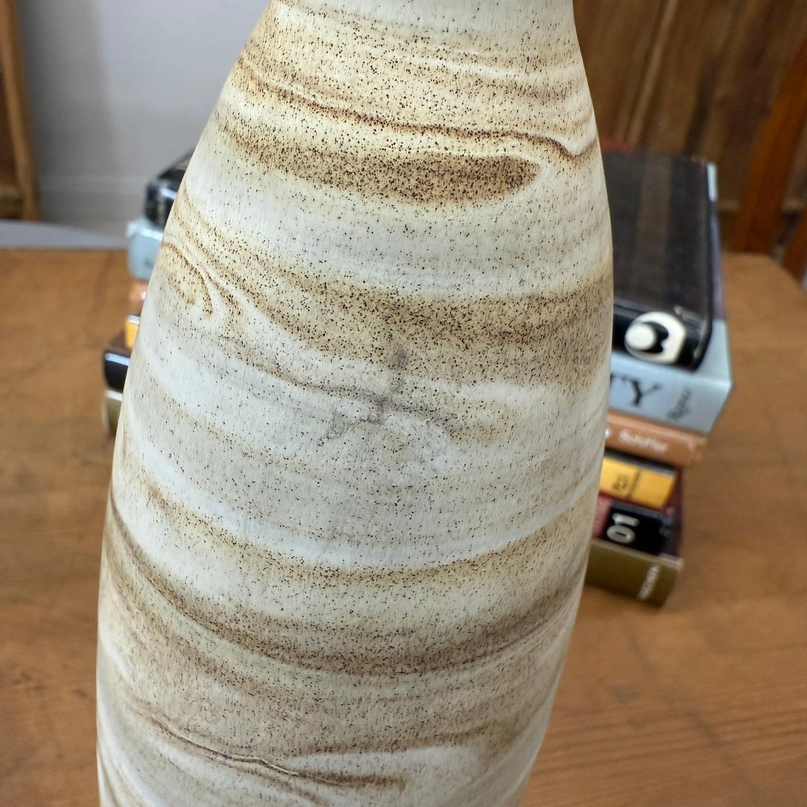 Skinny Ceramic Prem Vase with Beige &amp; Brown Swirl Design - FEA Home