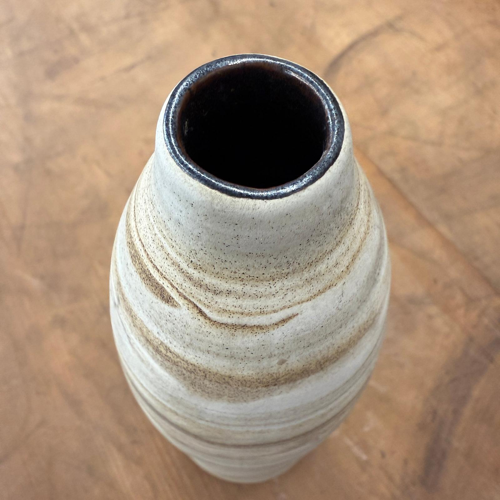 Skinny Ceramic Prem Vase with Beige &amp; Brown Swirl Design - FEA Home