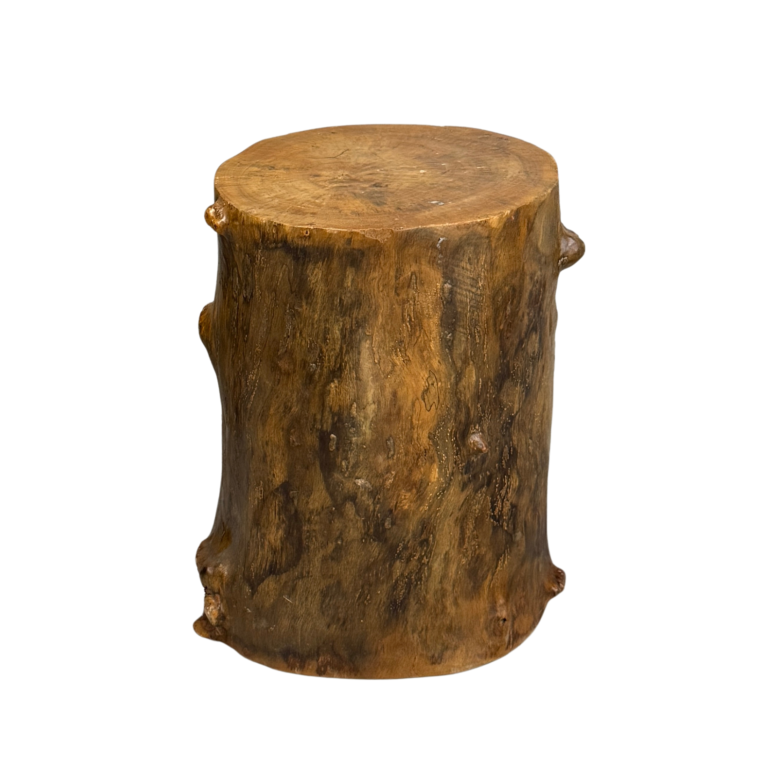 Skinny Golden Brown Reclaimed Tree Trunk Side Pedestal Table - FEA Home