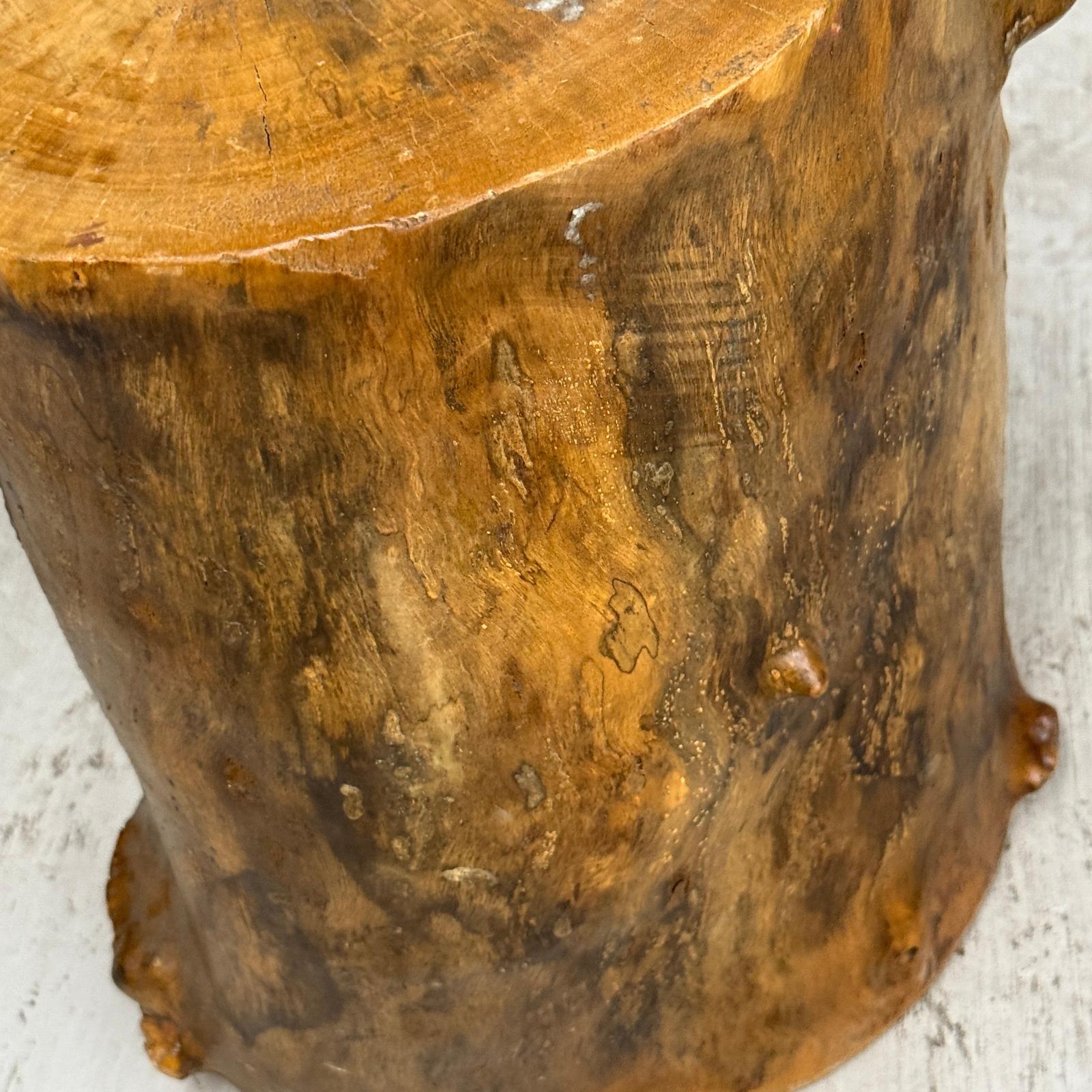 Skinny Golden Brown Reclaimed Tree Trunk Side Pedestal Table - FEA Home
