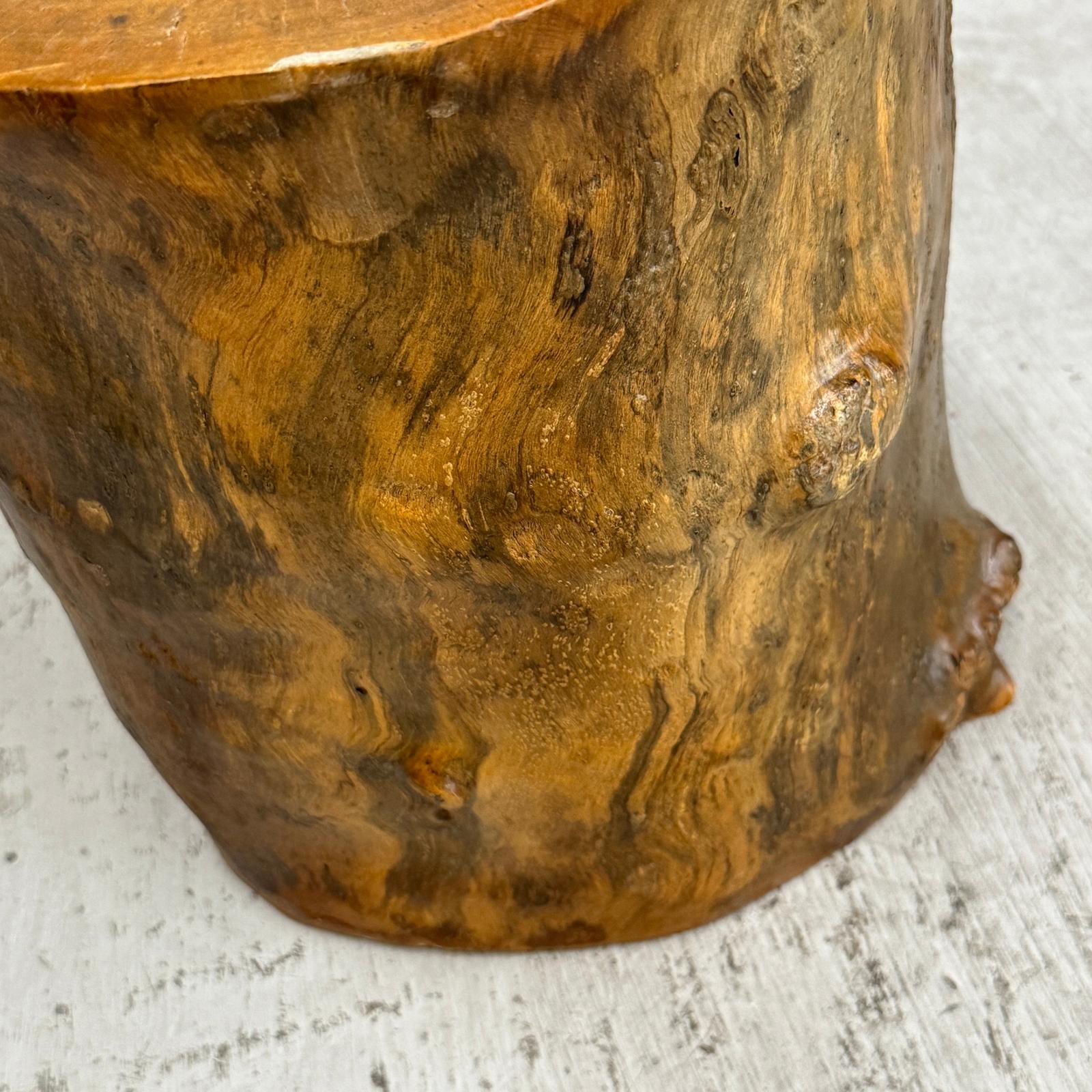 Skinny Golden Brown Reclaimed Tree Trunk Side Pedestal Table - FEA Home