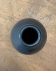 Skinny Midnight Black Ceramic Matte Vase with Brown Base - FEA Home