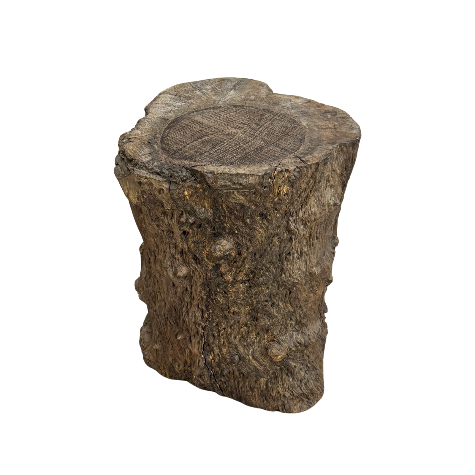 Skinny Textured Free-Form Tree Trunk Side Pedestal Table - FEA Home