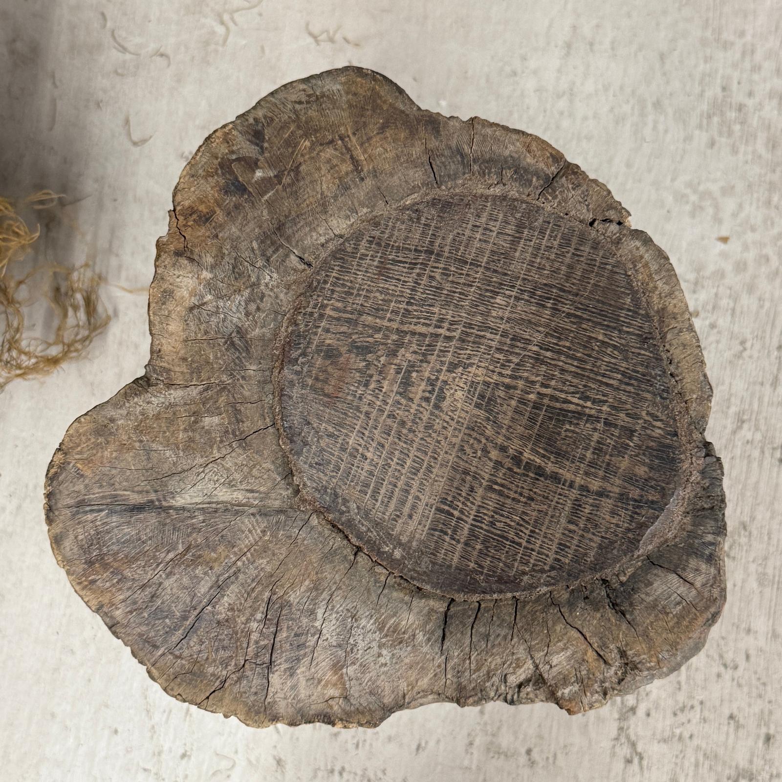 Skinny Textured Free-Form Tree Trunk Side Pedestal Table - FEA Home