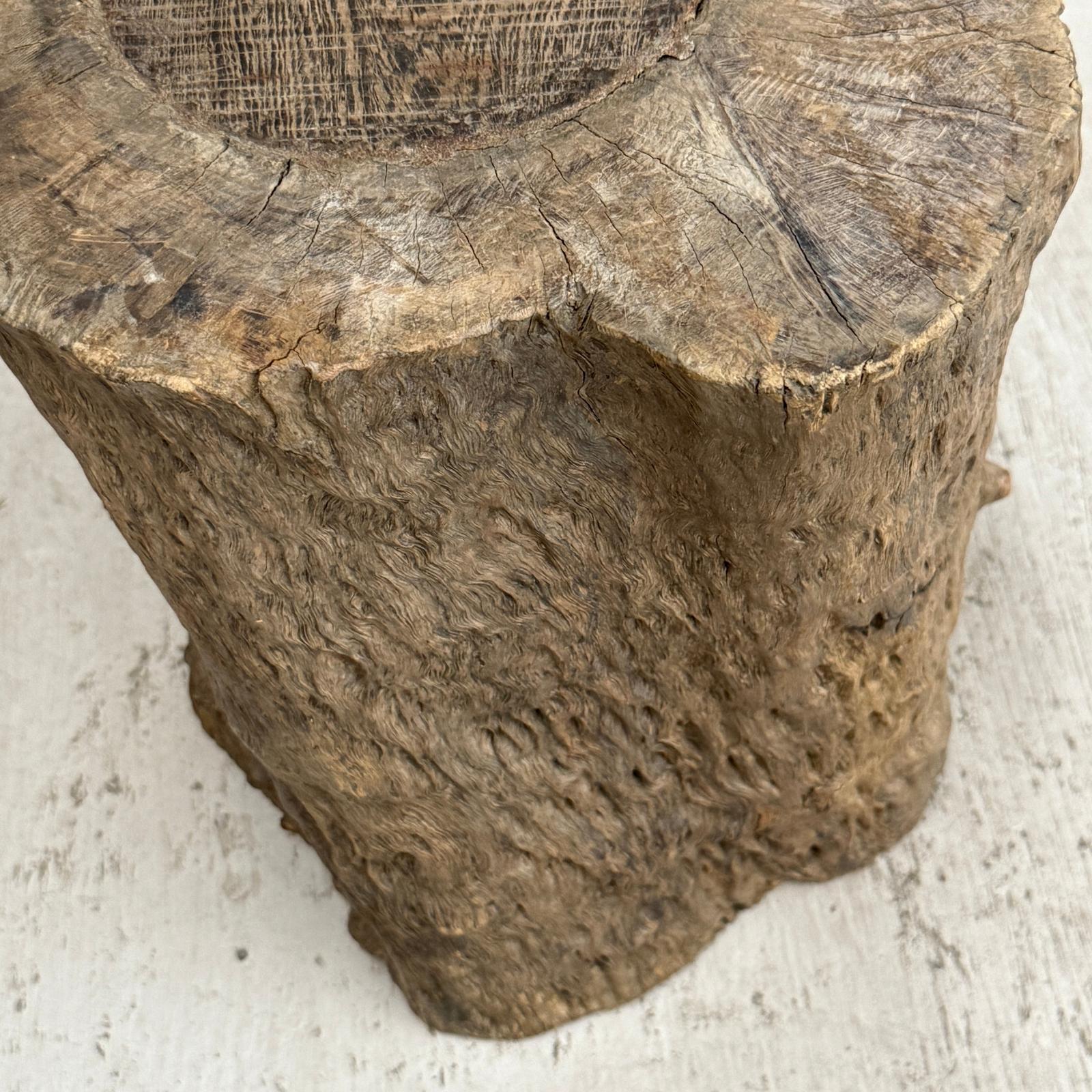 Skinny Textured Free-Form Tree Trunk Side Pedestal Table - FEA Home