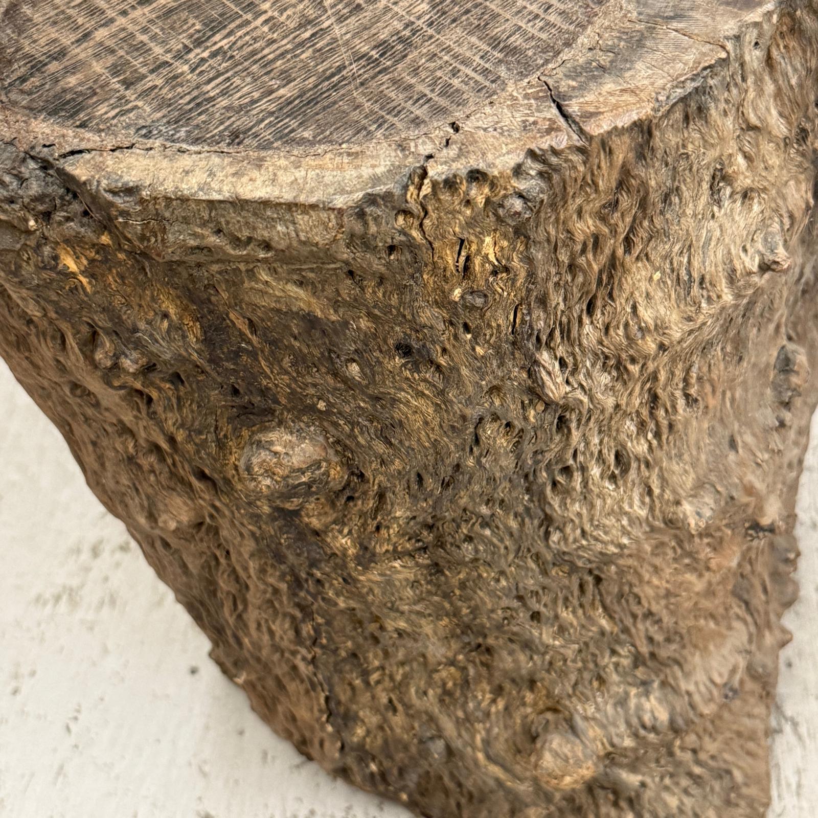 Skinny Textured Free-Form Tree Trunk Side Pedestal Table - FEA Home