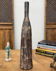 Slim Bottle Shaped Textured Brown & White Ceramic Vase, SKU , image 3
