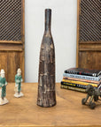 Slim Bottle Shaped Textured Brown & White Ceramic Vase, SKU , image 6