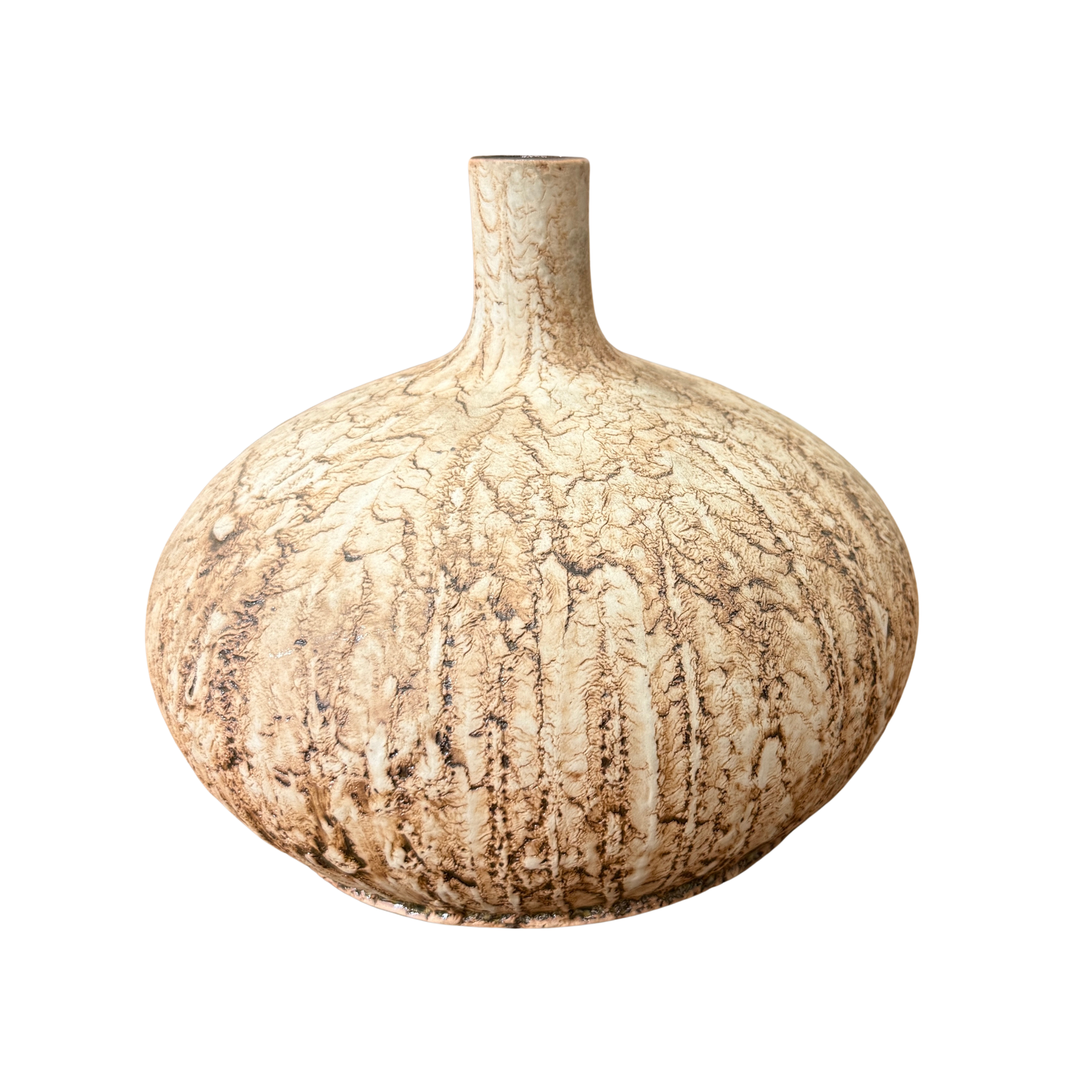 Small and Round Textured Sand and Cream Prem Vase - FEA Home