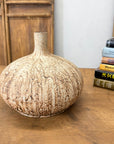 Small and Round Textured Sand and Cream Prem Vase - FEA Home