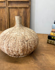 Small and Round Textured Sand and Cream Prem Vase - FEA Home