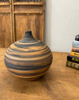 Small Black and Orange Canyon Drift Round Prem Vase, SKU , image 3