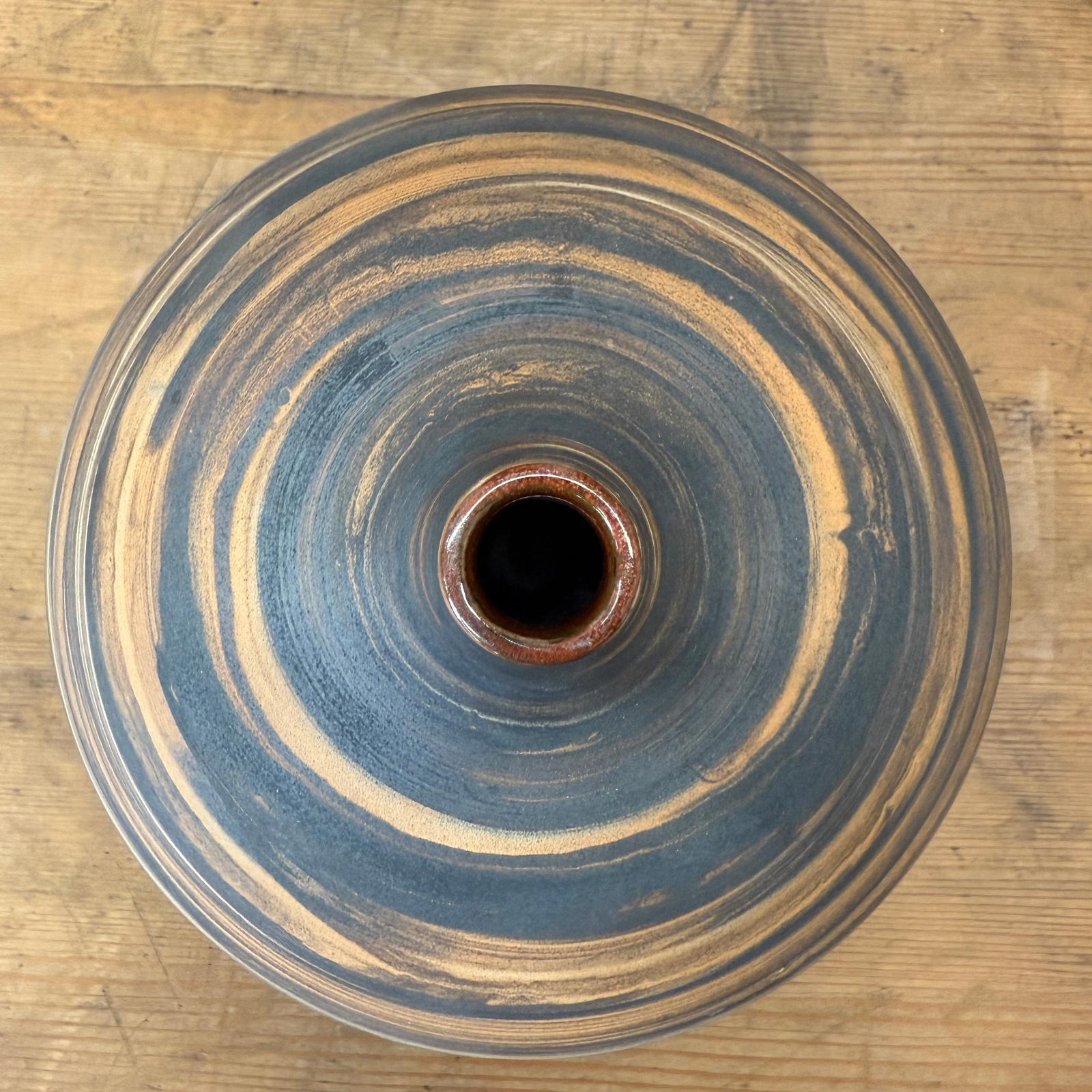Small Black and Orange Canyon Drift Round Prem Vase, SKU , image 7