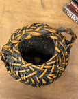 Small Round Orange and Black Basket with Curved Handle - FEA Home