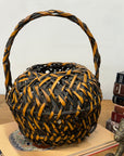 Small Round Orange and Black Basket with Curved Handle - FEA Home