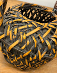 Small Round Orange and Black Basket with Curved Handle - FEA Home