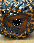 Small Round Orange and Black Basket with Curved Handle - FEA Home
