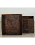 Square Dark Brown Rattan Vintage Basket with Removable Lid - image 11