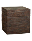 Square Dark Brown Rattan Vintage Basket with Removable Lid - image 14