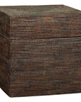 Square Dark Brown Rattan Vintage Basket with Removable Lid - image 1