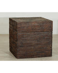 Square Dark Brown Rattan Vintage Basket with Removable Lid - image 3