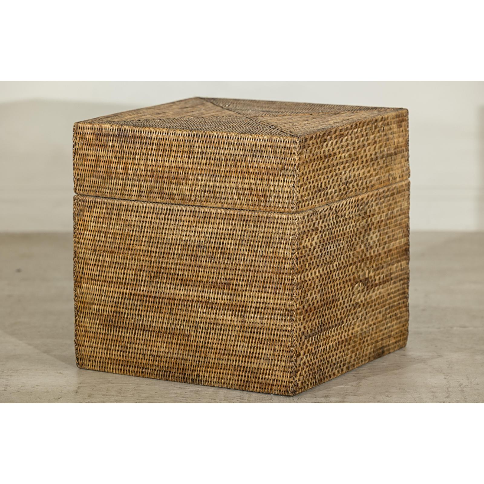 Square Handwoven Rattan Basket with Removable Lid - image 11