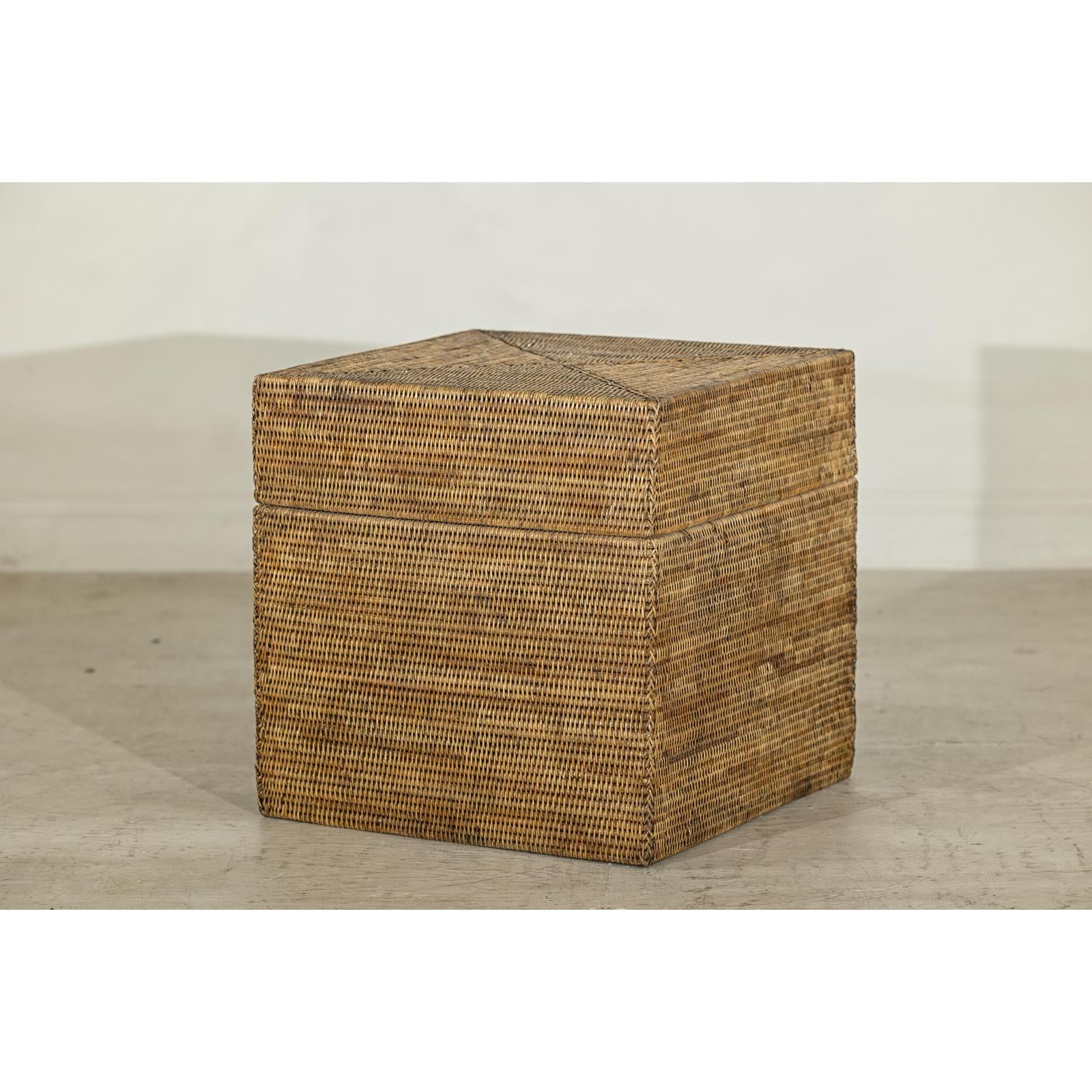 Square Handwoven Rattan Basket with Removable Lid - image 13