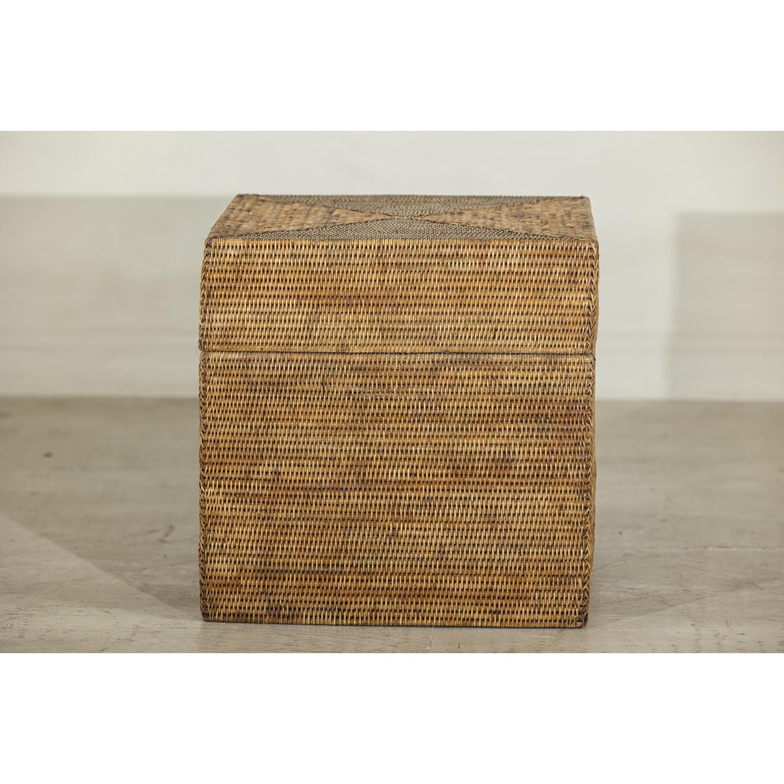 Square Handwoven Rattan Basket with Removable Lid - image 14