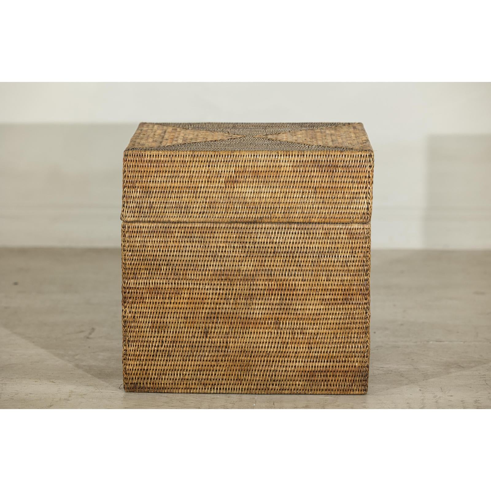 Square Handwoven Rattan Basket with Removable Lid - image 15