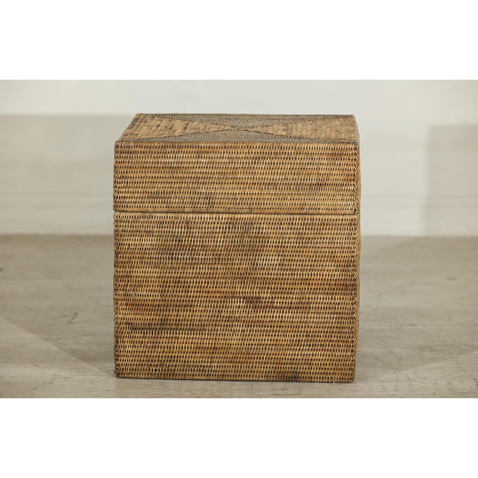 Square Handwoven Rattan Basket with Removable Lid - image 16