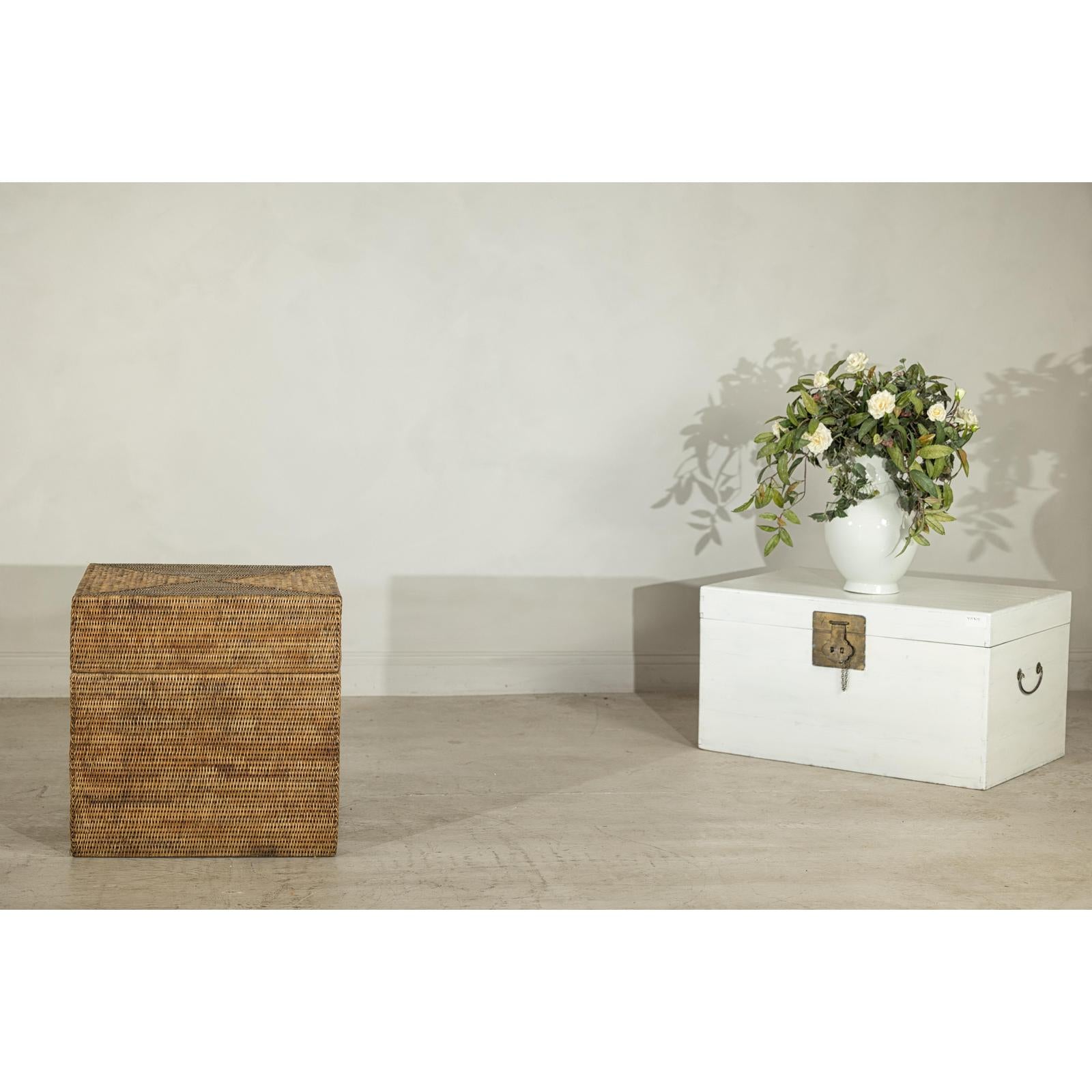 Square Handwoven Rattan Basket with Removable Lid - image 3