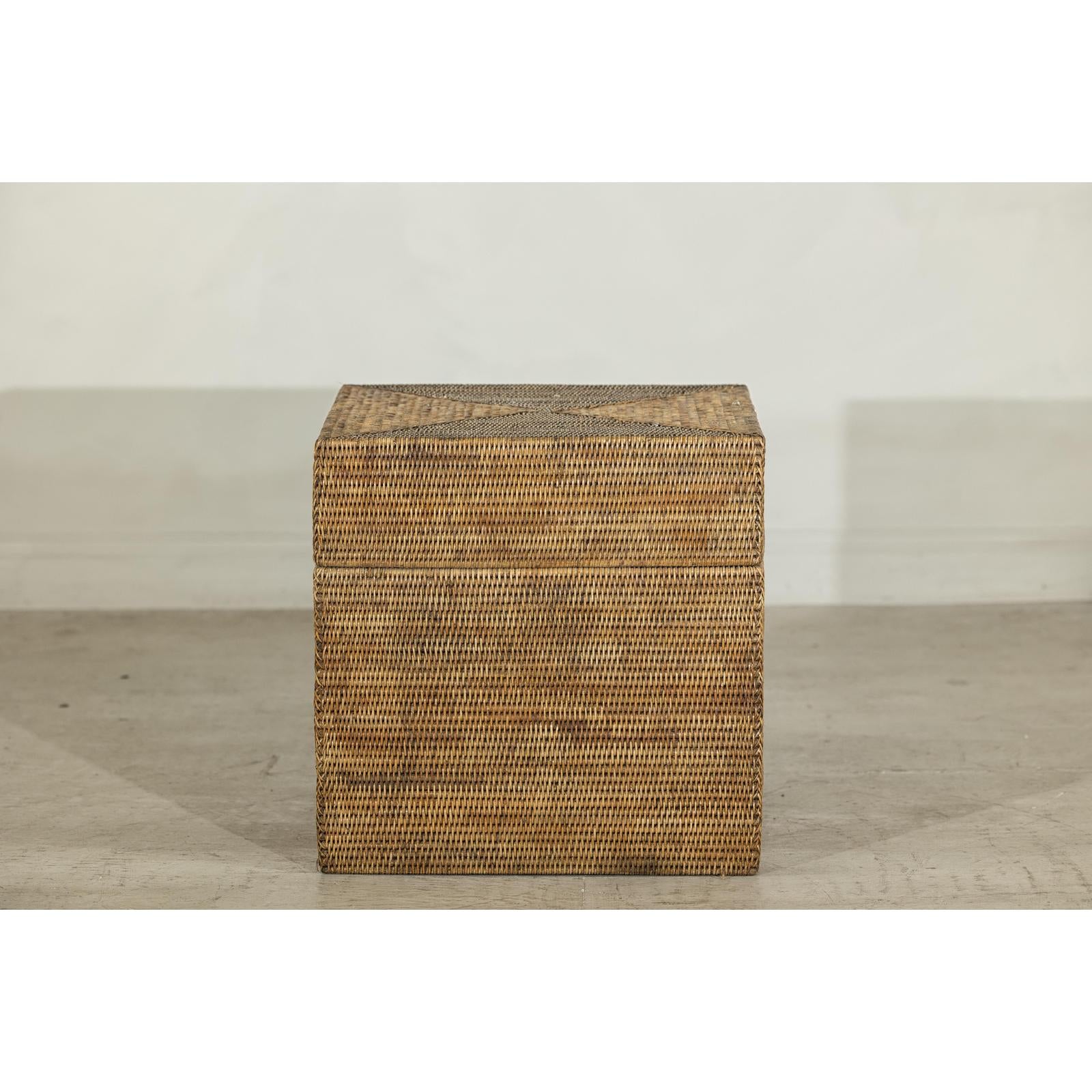 Square Handwoven Rattan Basket with Removable Lid - image 4