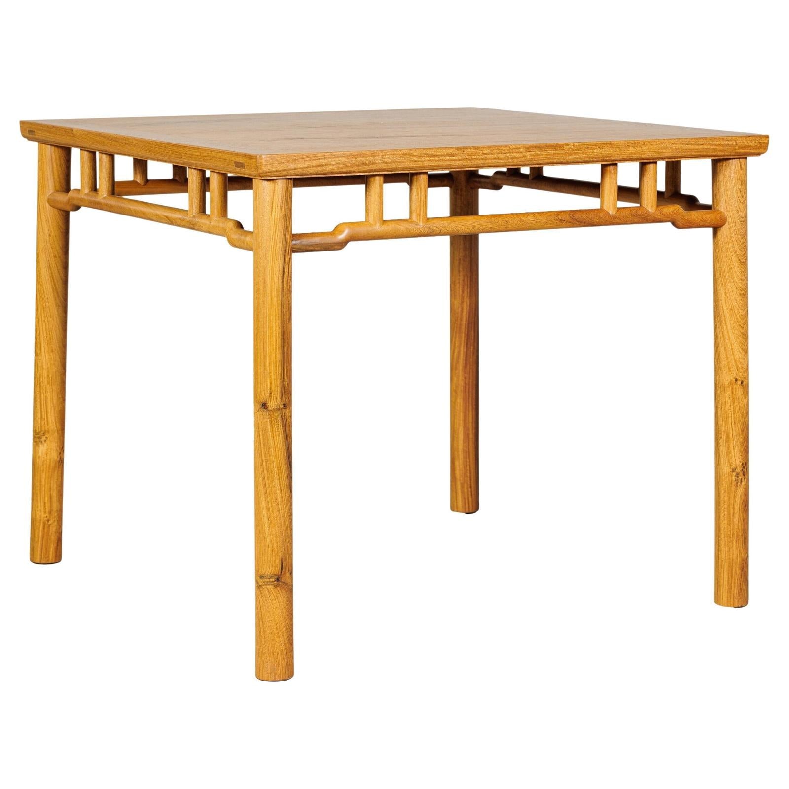 Square Top Elmwood Side Table with Geometric Apron-1. Asian & Chinese Furniture, Art, Antiques, Vintage Home Décor for sale at FEA Home