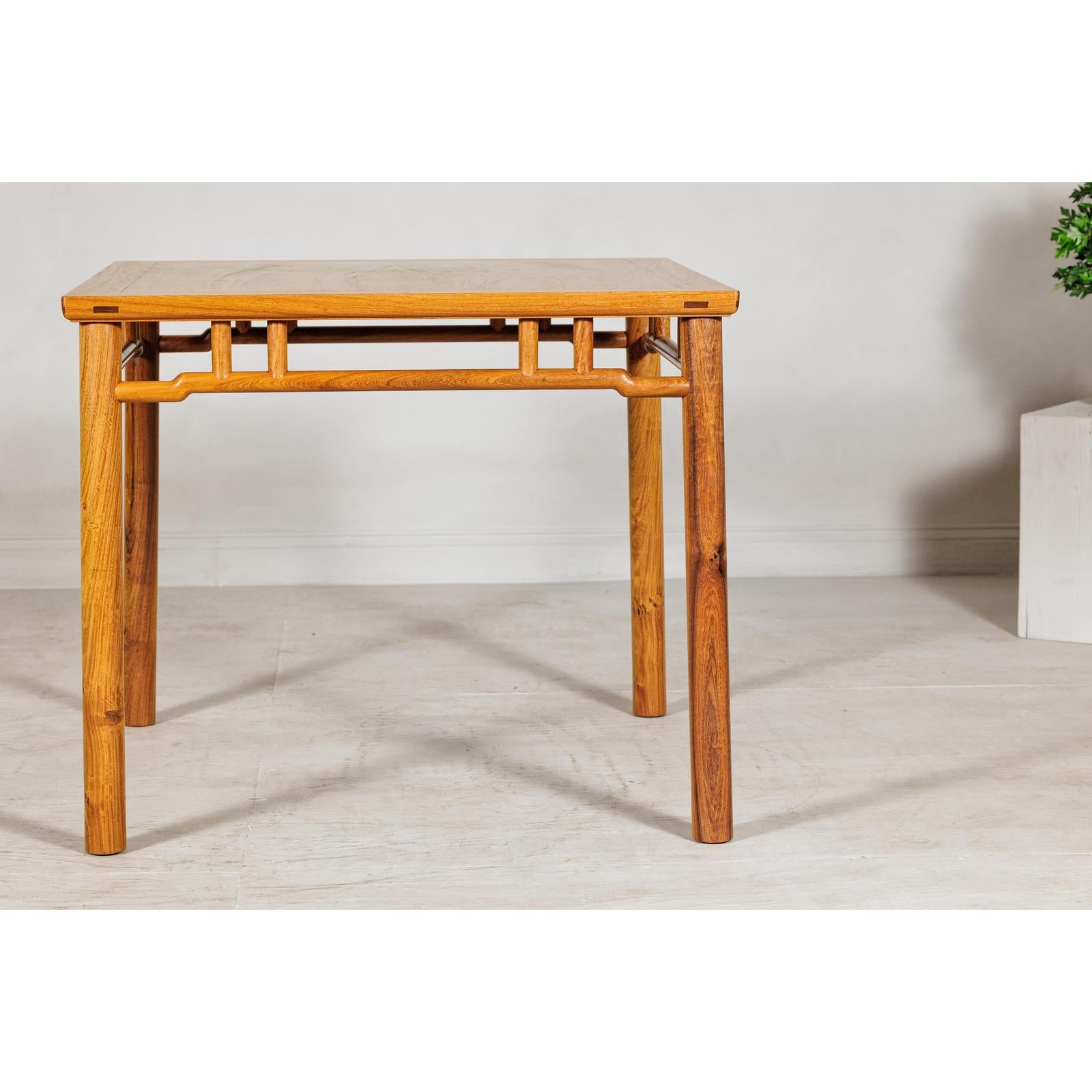 Square Top Elmwood Side Table with Geometric Apron-11. Asian &amp; Chinese Furniture, Art, Antiques, Vintage Home Décor for sale at FEA Home