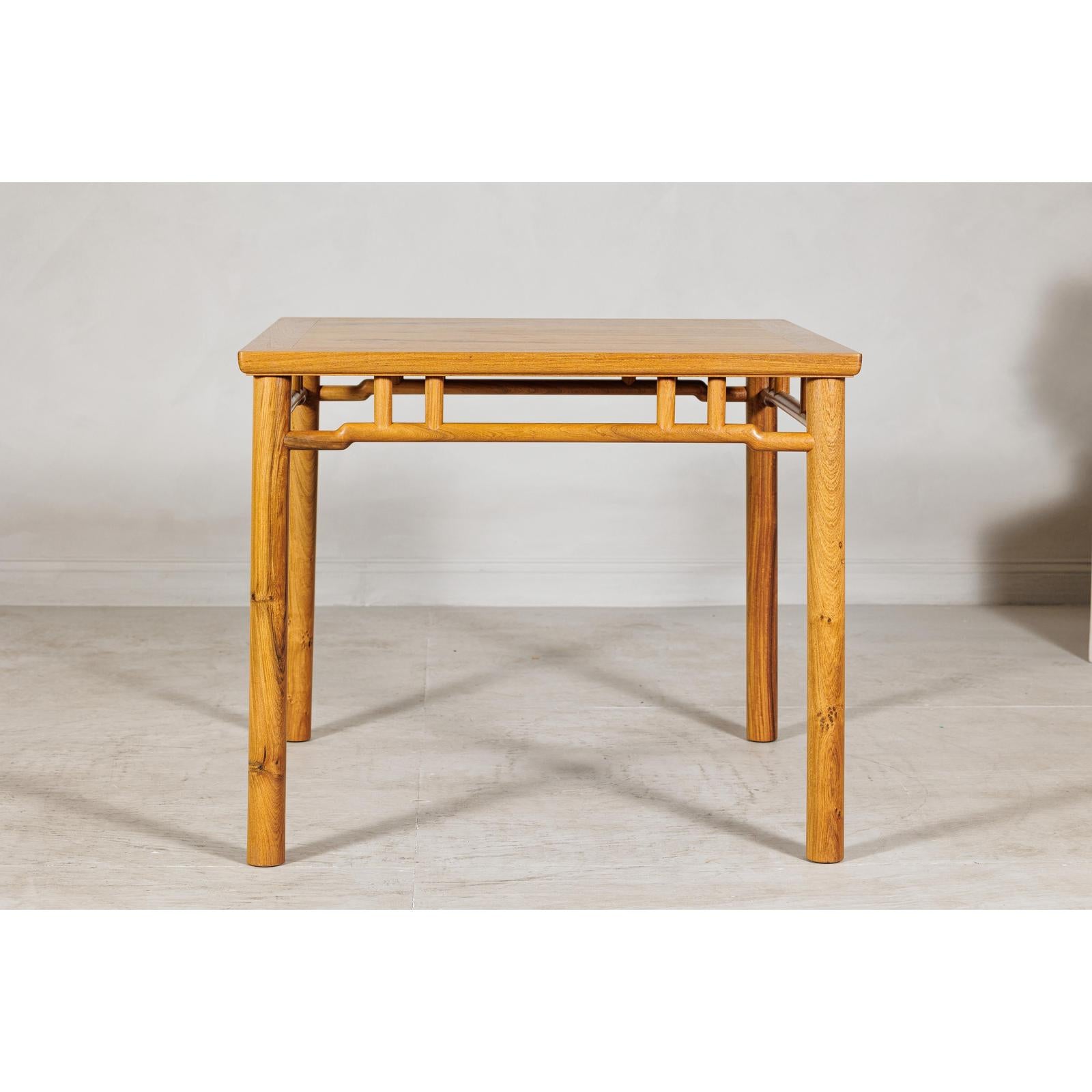 Square Top Elmwood Side Table with Geometric Apron-13. Asian &amp; Chinese Furniture, Art, Antiques, Vintage Home Décor for sale at FEA Home
