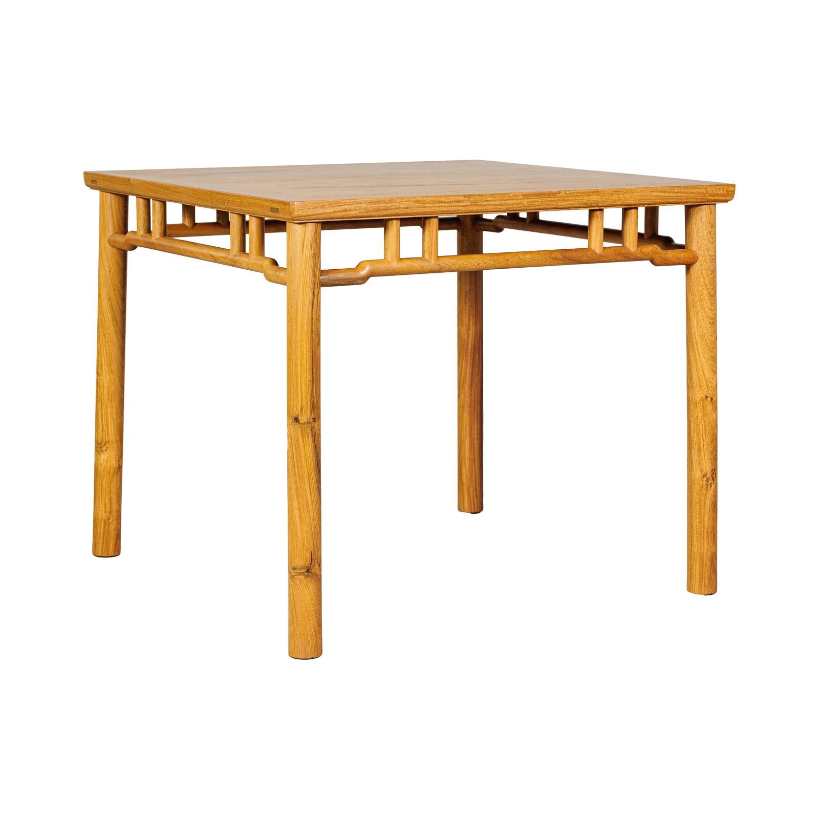 Square Top Elmwood Side Table with Geometric Apron-14. Asian &amp; Chinese Furniture, Art, Antiques, Vintage Home Décor for sale at FEA Home
