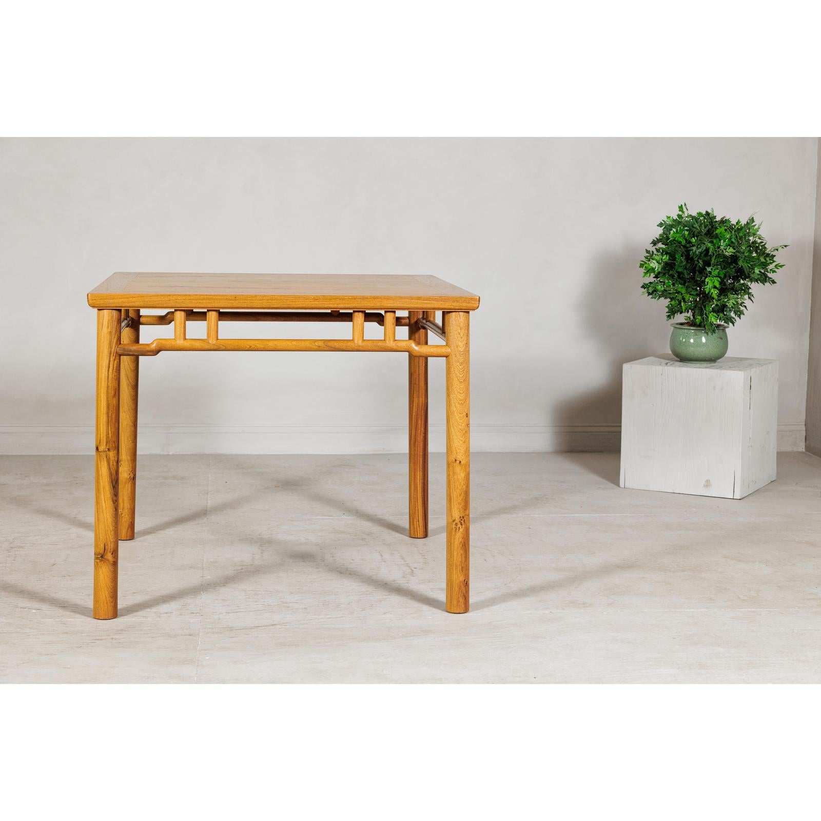 Square Top Elmwood Side Table with Geometric Apron-2. Asian & Chinese Furniture, Art, Antiques, Vintage Home Décor for sale at FEA Home