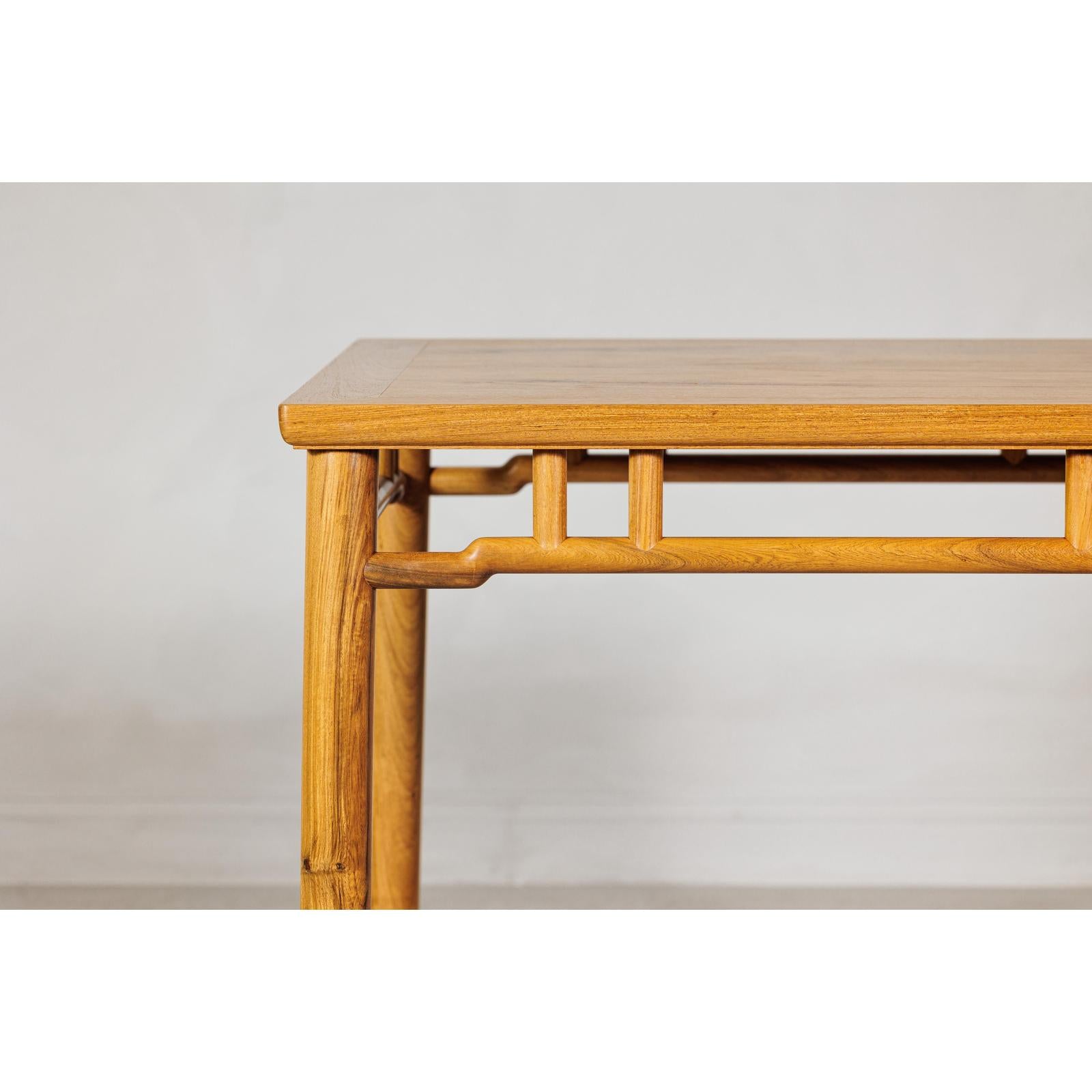Square Top Elmwood Side Table with Geometric Apron-3. Asian &amp; Chinese Furniture, Art, Antiques, Vintage Home Décor for sale at FEA Home
