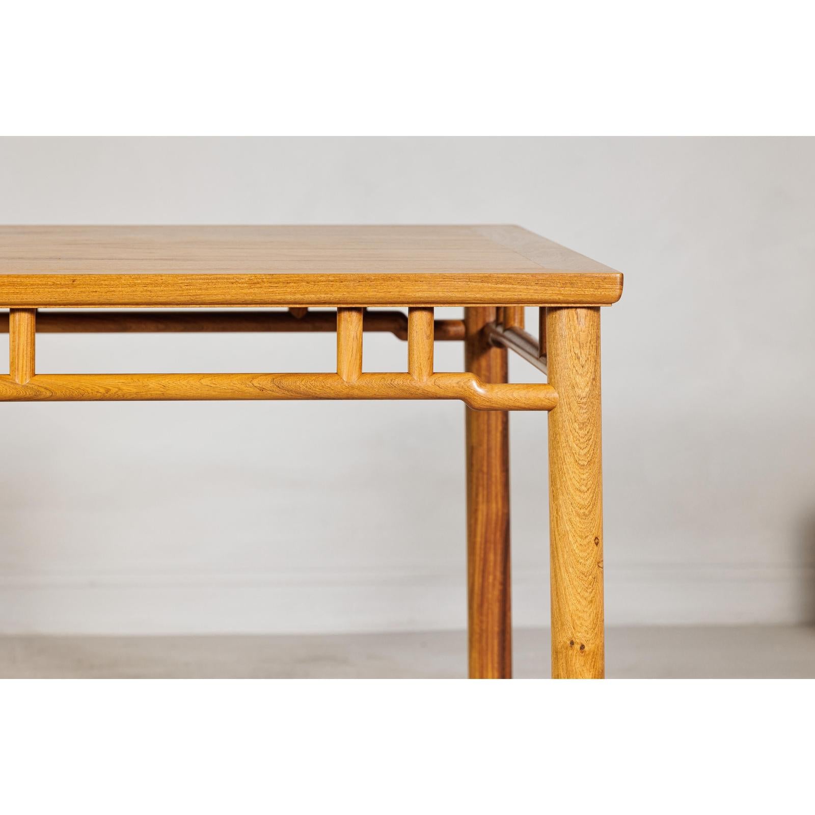 Square Top Elmwood Side Table with Geometric Apron-4. Asian &amp; Chinese Furniture, Art, Antiques, Vintage Home Décor for sale at FEA Home