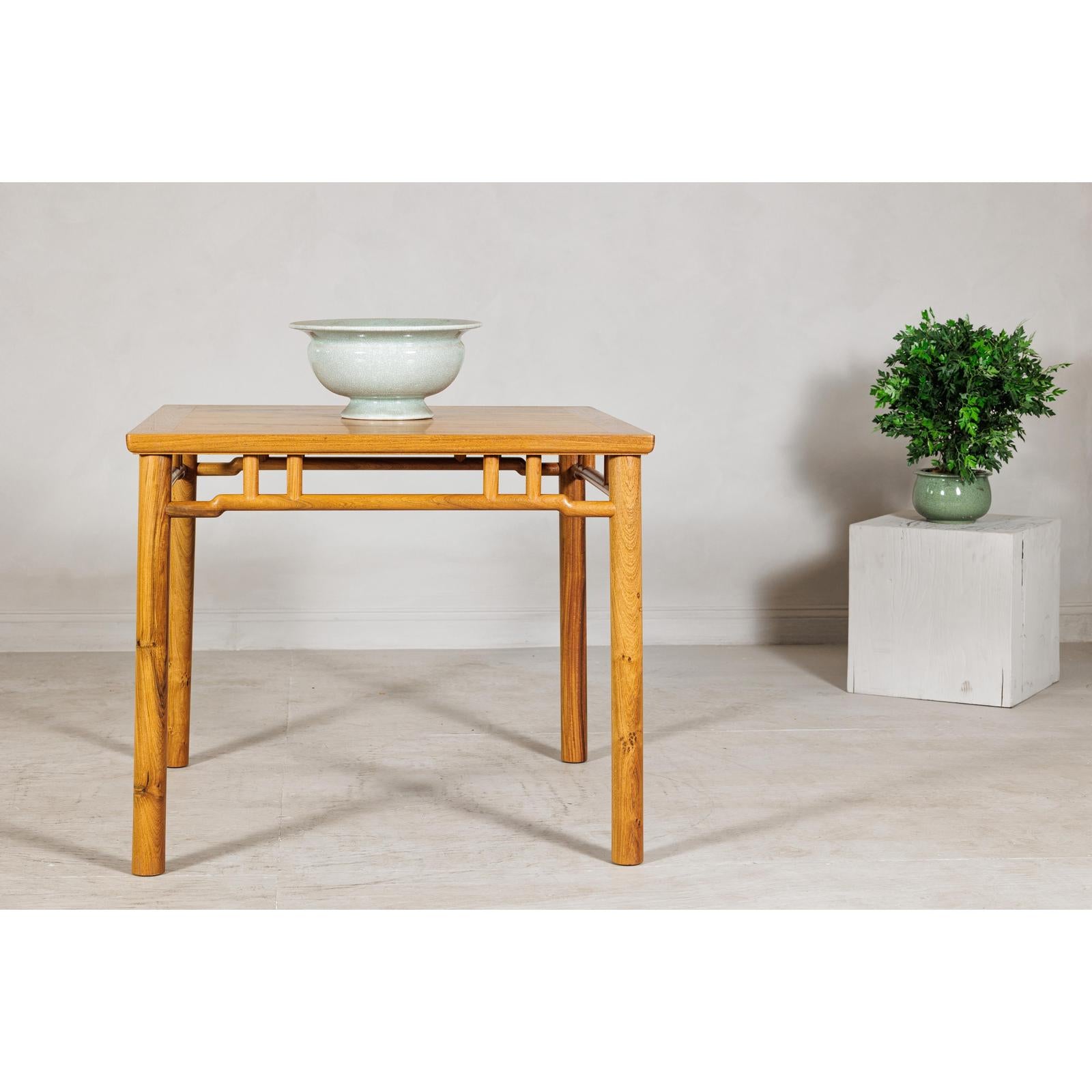 Square Top Elmwood Side Table with Geometric Apron-7. Asian &amp; Chinese Furniture, Art, Antiques, Vintage Home Décor for sale at FEA Home