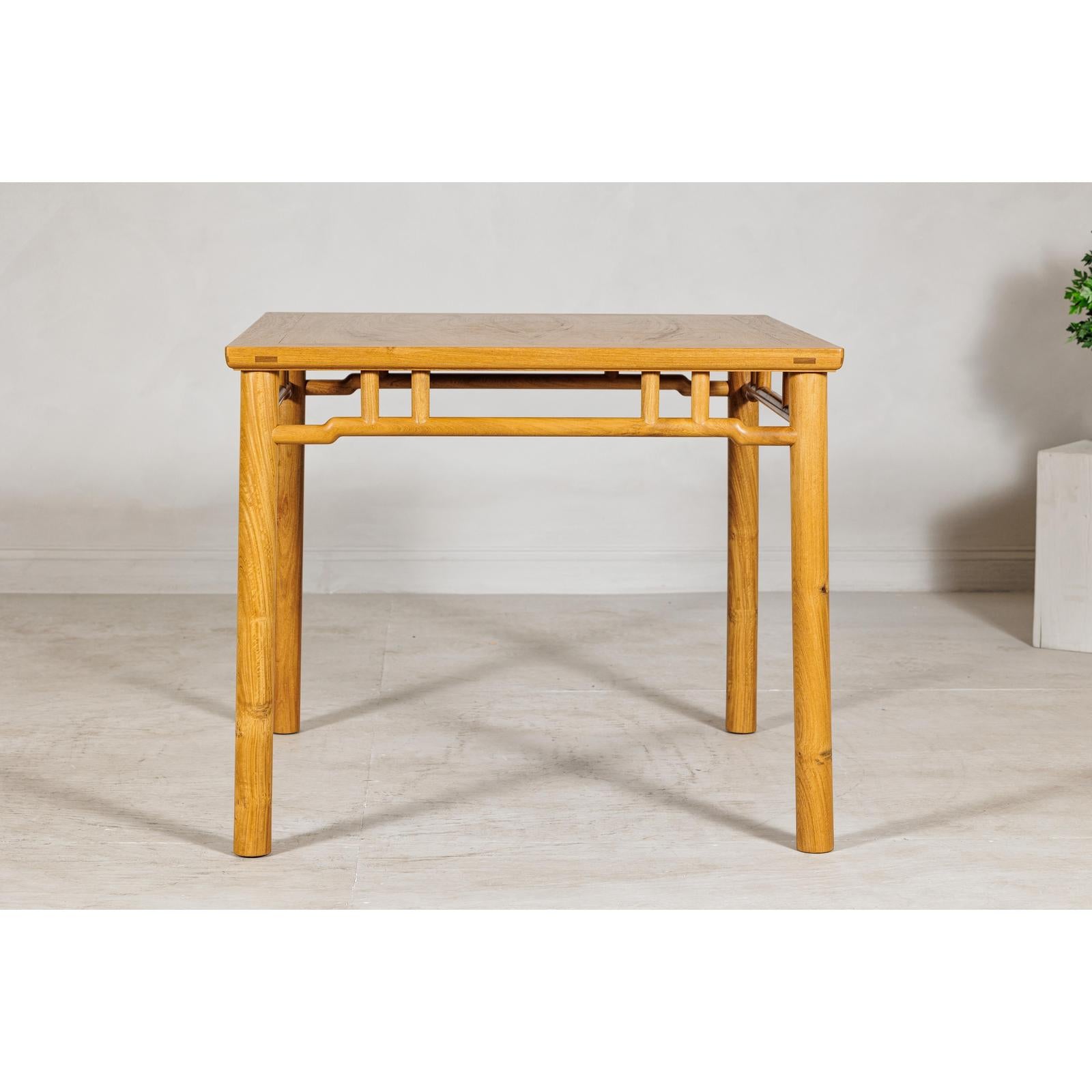 Square Top Elmwood Side Table with Geometric Apron-9. Asian &amp; Chinese Furniture, Art, Antiques, Vintage Home Décor for sale at FEA Home