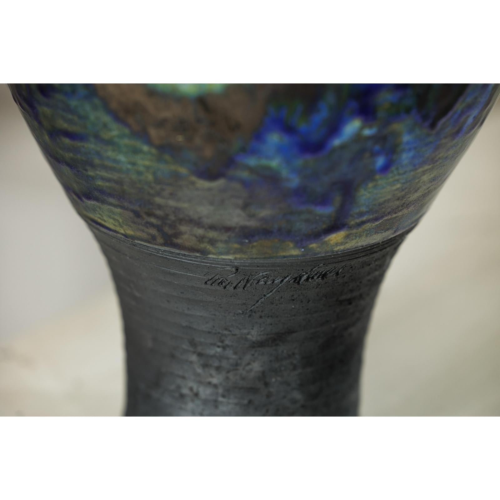 Studio Ceramic Vase with Cobalt Blue Glaze and Tapered Foot-11. Asian &amp; Chinese Furniture, Art, Antiques, Vintage Home Décor for sale at FEA Home