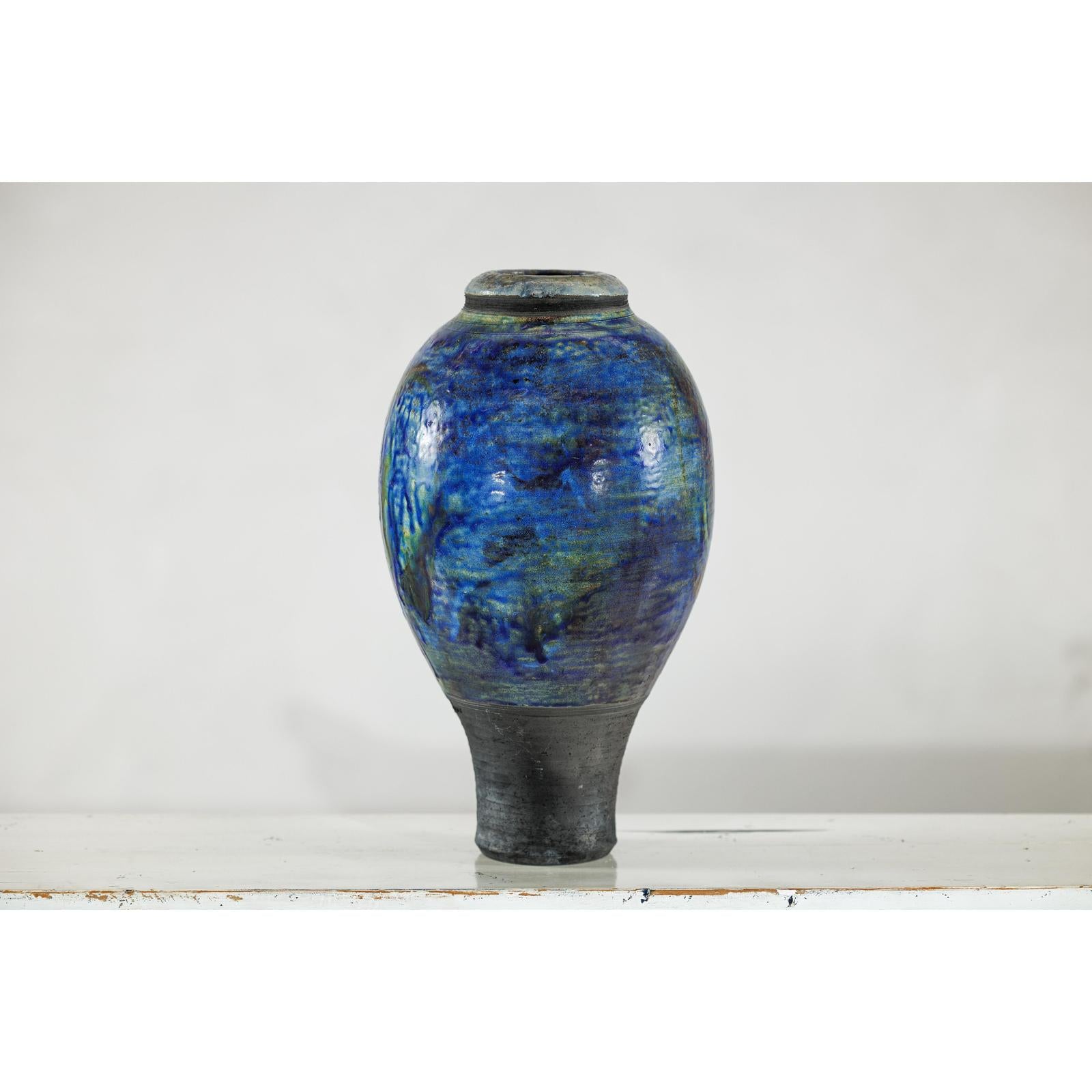 Studio Ceramic Vase with Cobalt Blue Glaze and Tapered Foot-14. Asian &amp; Chinese Furniture, Art, Antiques, Vintage Home Décor for sale at FEA Home