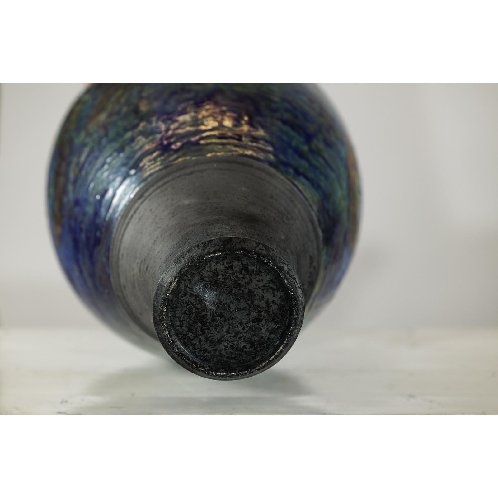 Studio Ceramic Vase with Cobalt Blue Glaze and Tapered Foot-15. Asian &amp; Chinese Furniture, Art, Antiques, Vintage Home Décor for sale at FEA Home